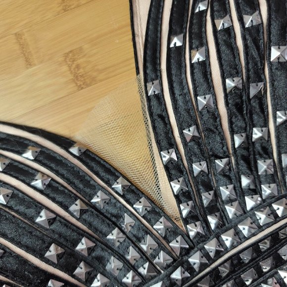 Jovani Black Two Piece Studded Mermaid Fit and Flare Prom Formal Dress Size XS - Picture 8 of 12